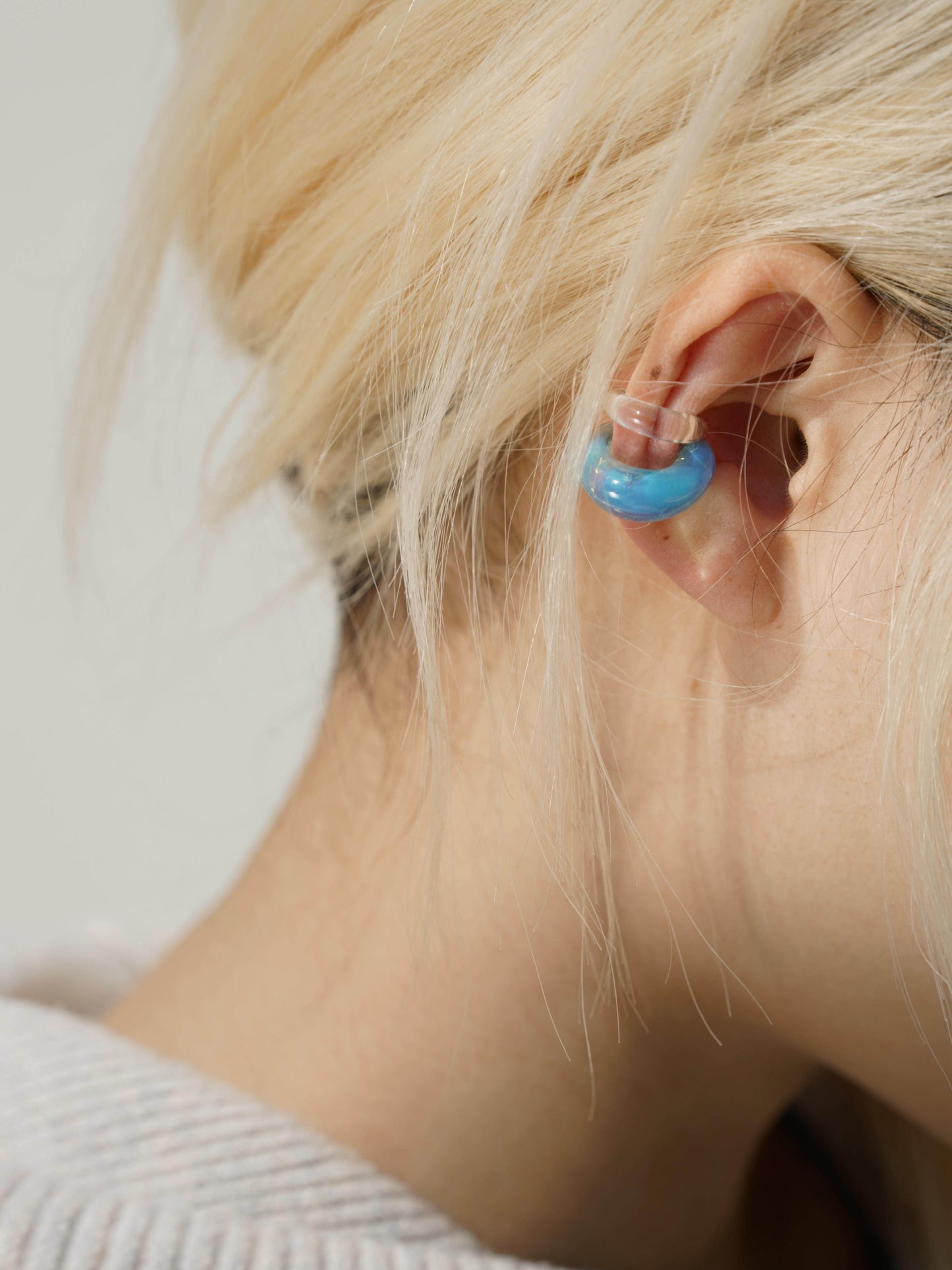 Blue Boat Glass Ear Cuff