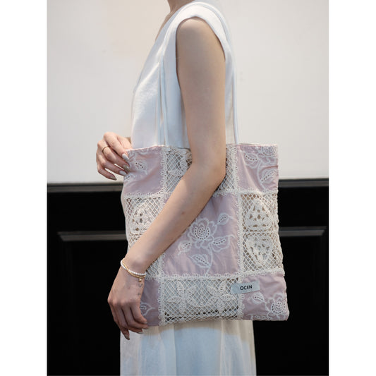 Hollow Flower Embroidery Tote Bag - Lumivault