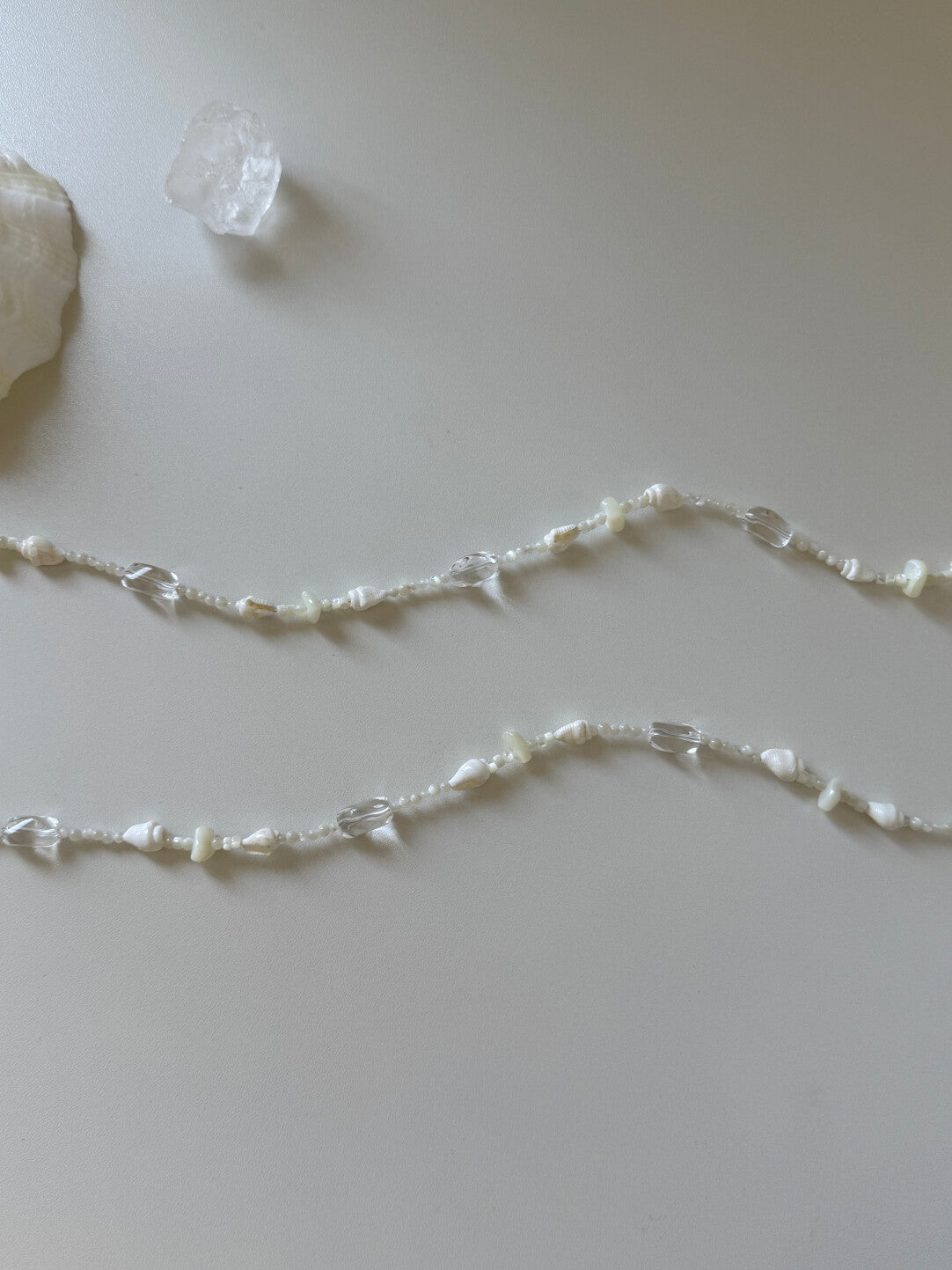 Minimalist Shell & Crystal Long Necklace,Lumivault.
