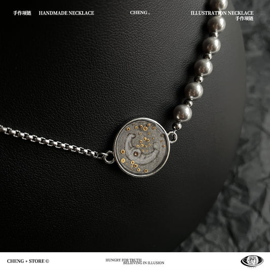 Handmade Ink Painting Elements Choker