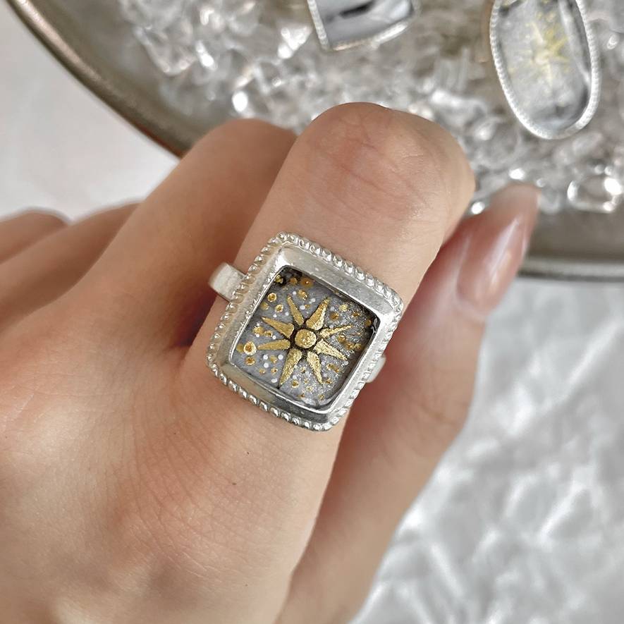 Handmade Ink Painting Elements Ring