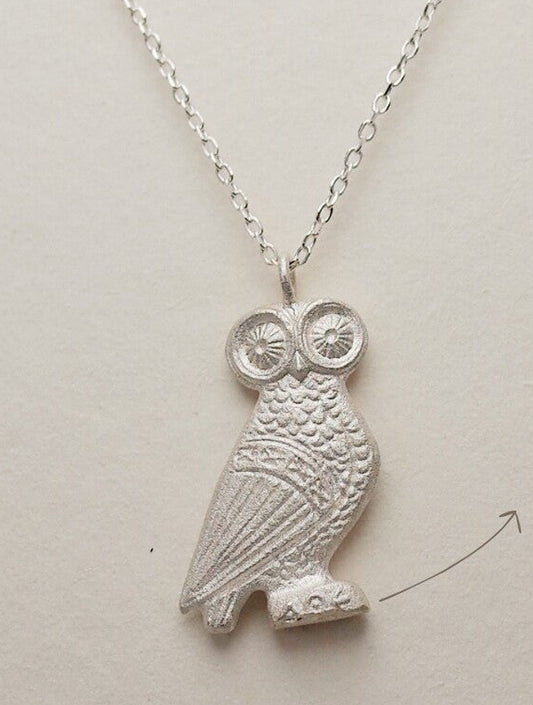 Athena's Owl Silver Necklace,Lumivault.