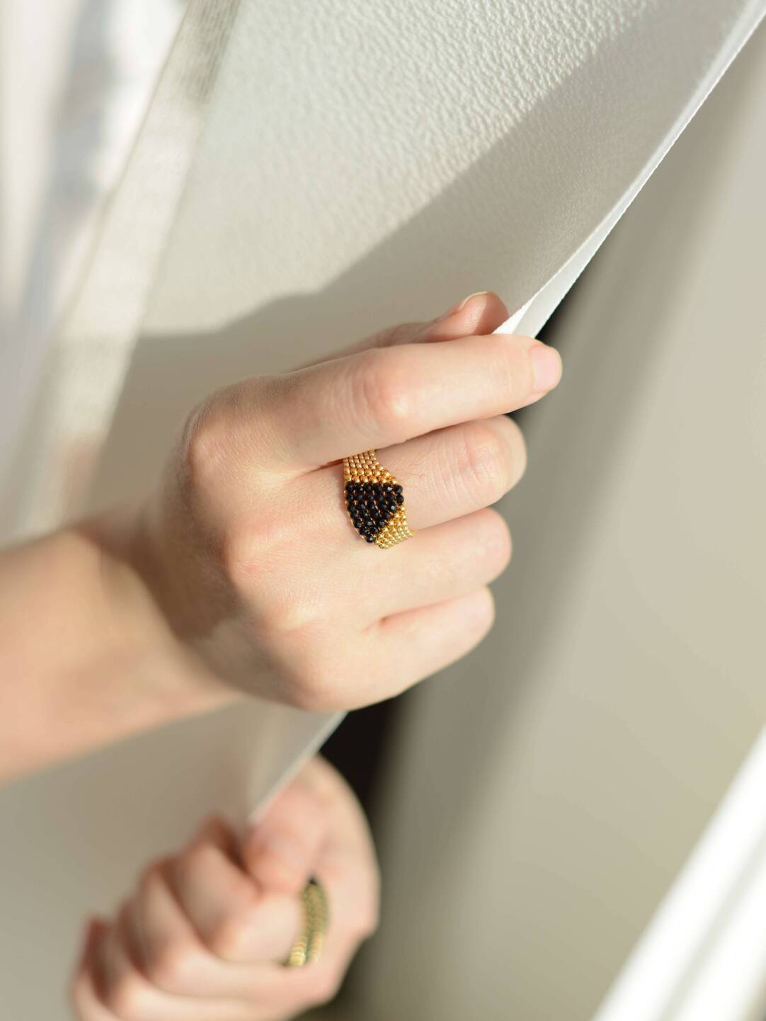 Black Gold Natural Stone Ring
