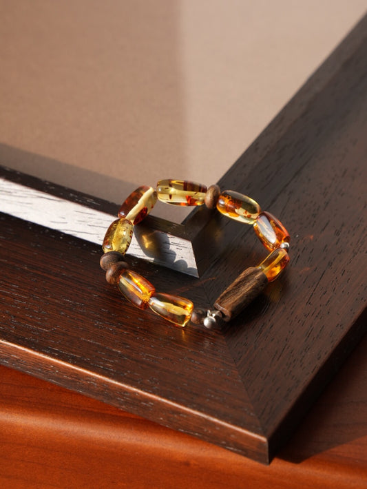 Maple Leaf Agarwood Silver Bracelet