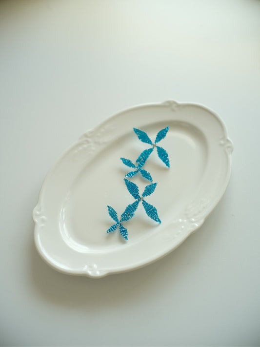 Blue Flower Beaded Earrings,Lumivault.