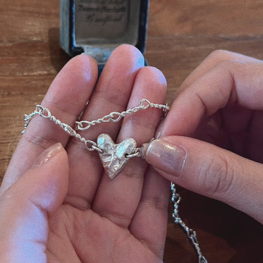 Eros in the Magic Box Silver Heart Bracelet,Lumivault.