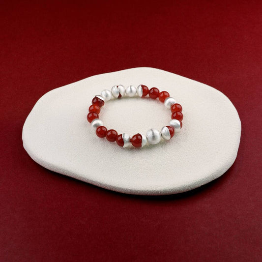 Red Sun White Snow Beaded Bracelet,Lumivault.