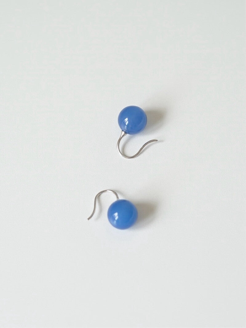 Natural Blue Agate Silver Earrings