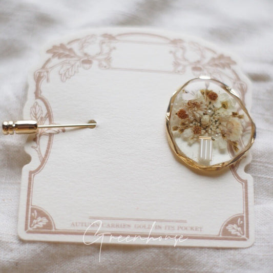 Pressed Bouquet Resin Brooch