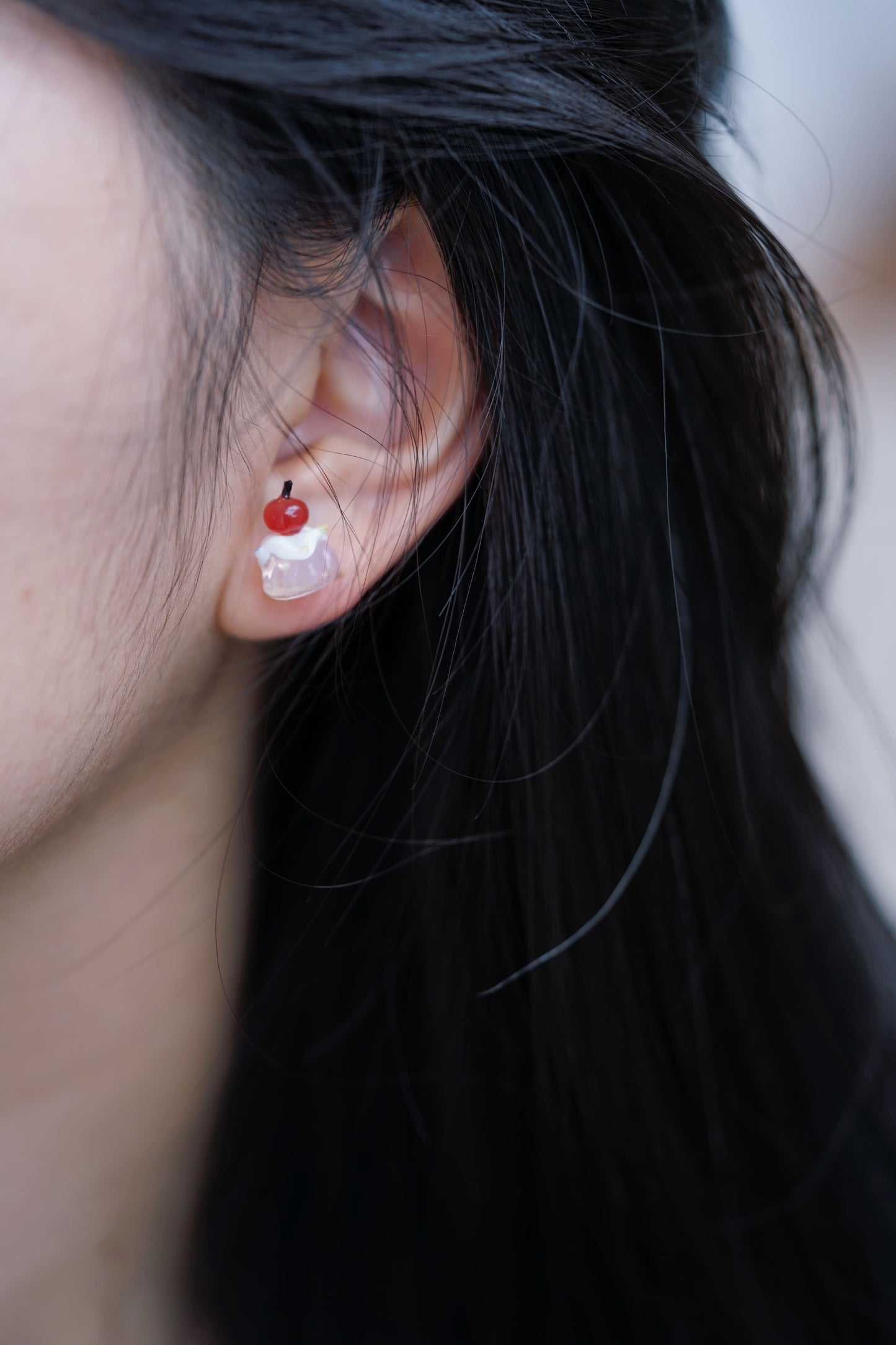 Cherry Cream Cake Glass Earrings