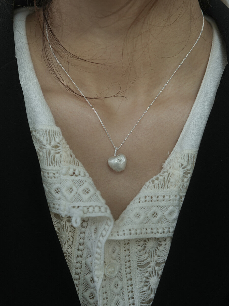 Apple Heart Silver Brooch - Lumivault