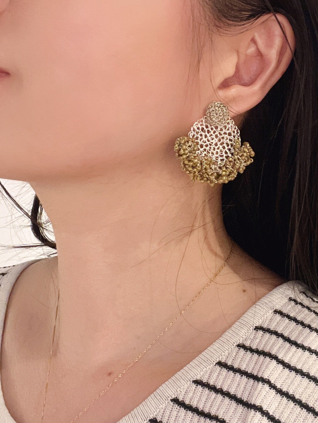 Beaded Bloom Crochet Earring