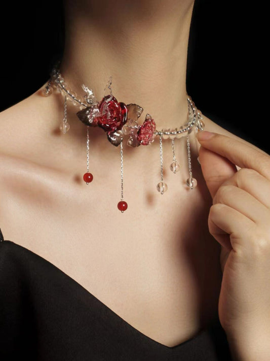 Butterfly Rose Fairy Sweet Tassel Necklace - Lumivault