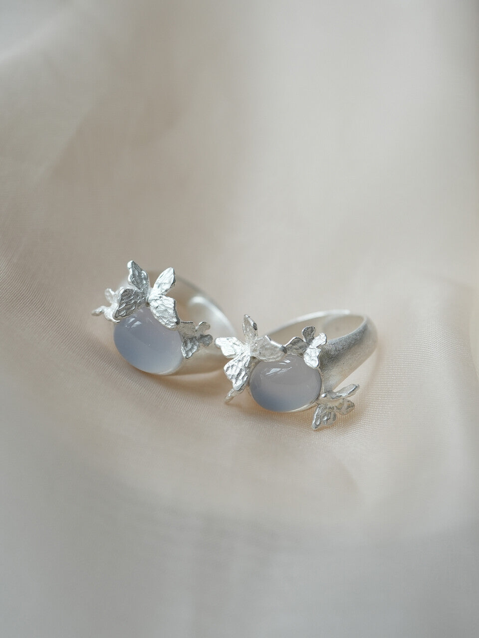 Butterflies Sterling Silver Agate Open Ring - Lumivault