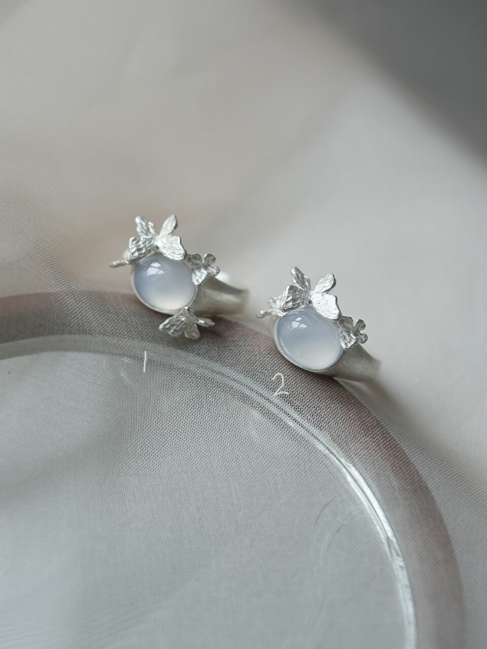 Butterflies Sterling Silver Agate Open Ring - Lumivault