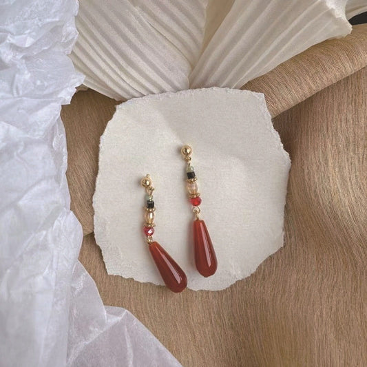 Chinoiserie Red Teardrop Earrings - Lumivault