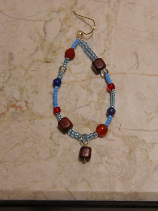 Chinoiserie Red & Blue Teardrop Shaped Earrings - Lumivault