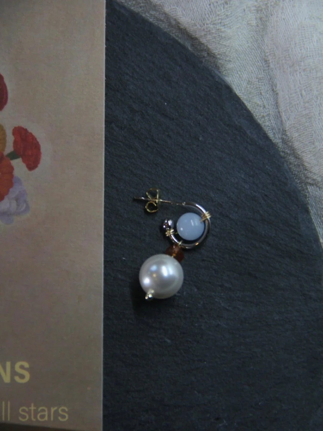 Chinoiserie Baby Blue Pearl Earrings