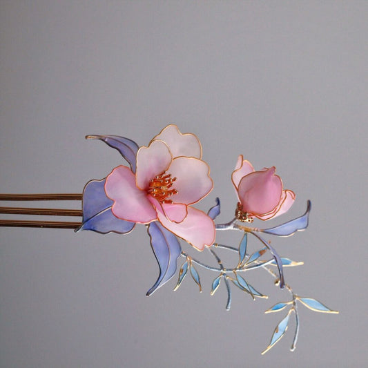 「Chinoiserie」Camellia Bamboo Hairpin - Lumivault