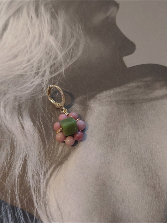 Chinoiserie Natural Jade Huggies Earrings