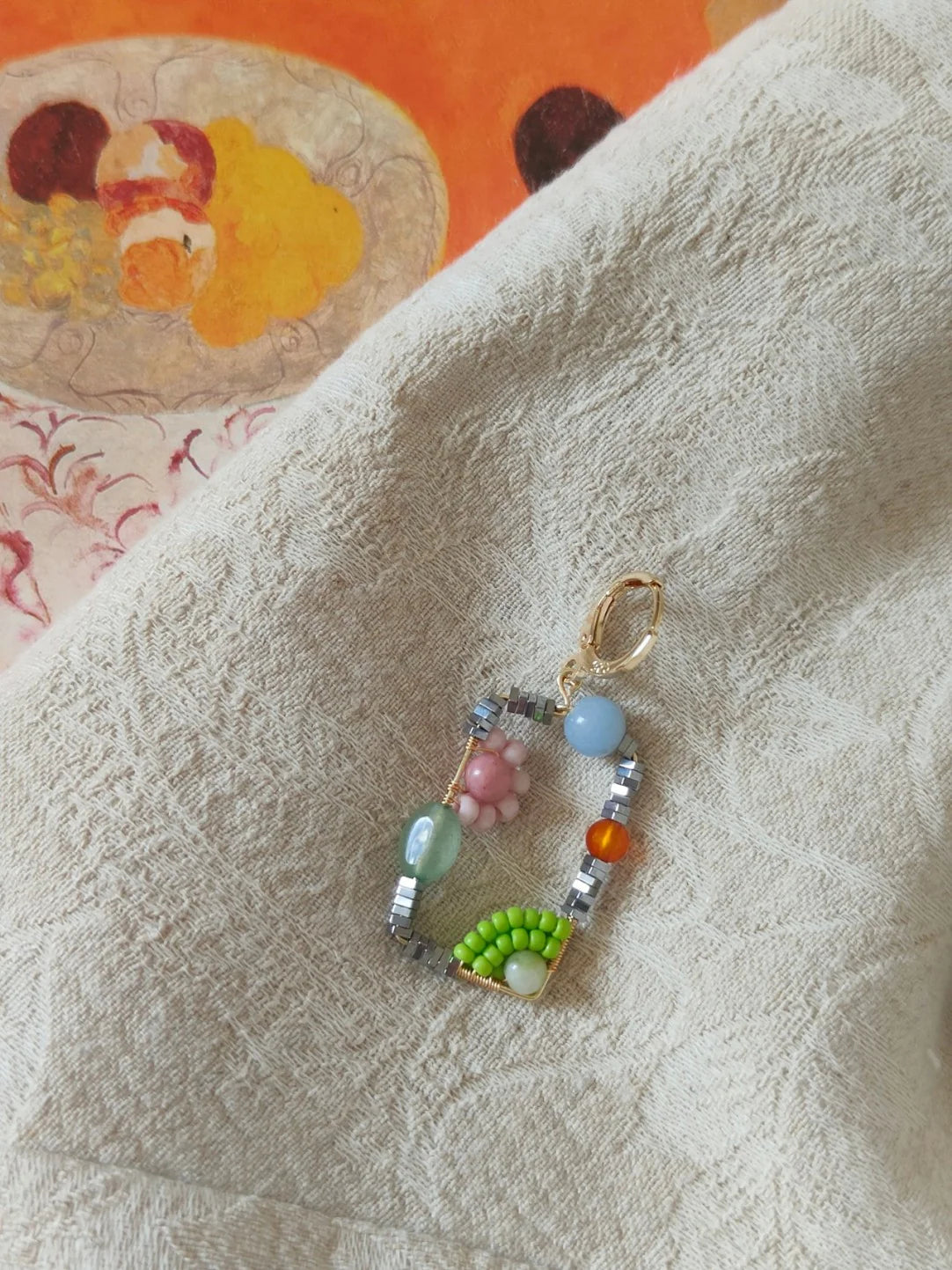 Chinoiserie Natural Jade Square Earrings