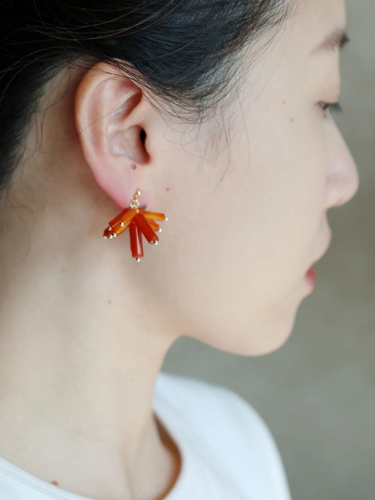 Chinoiserie New Year Red Firecrackers Earrings