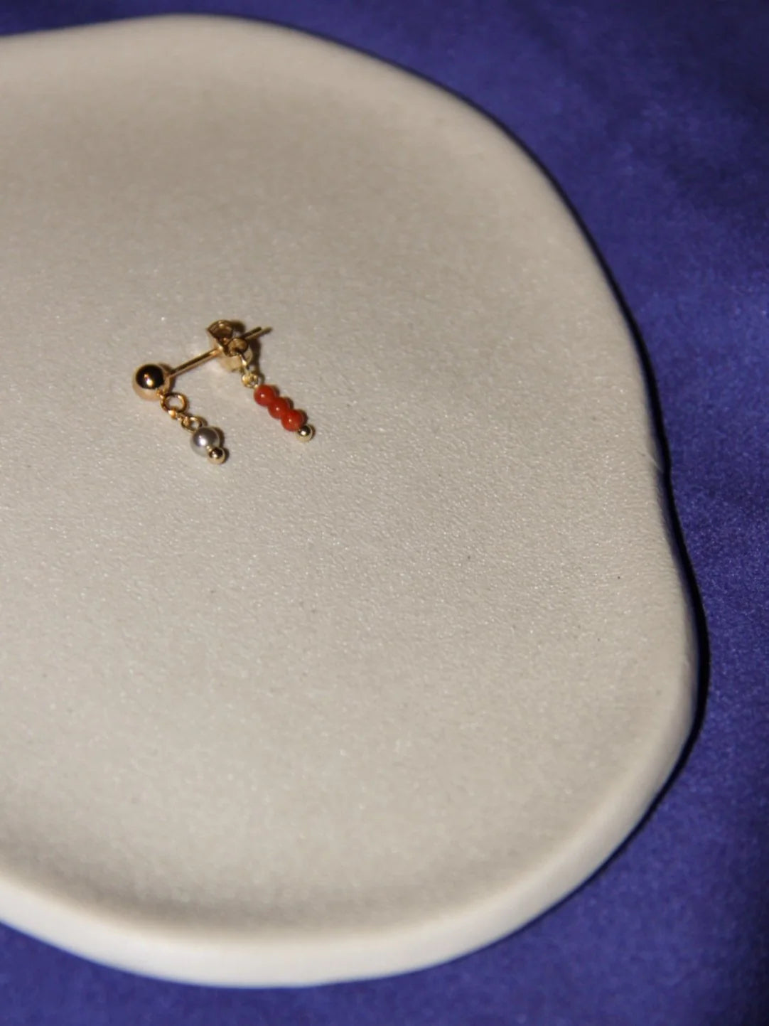 Chinoiserie Red Agate Mini Beaded Earrings