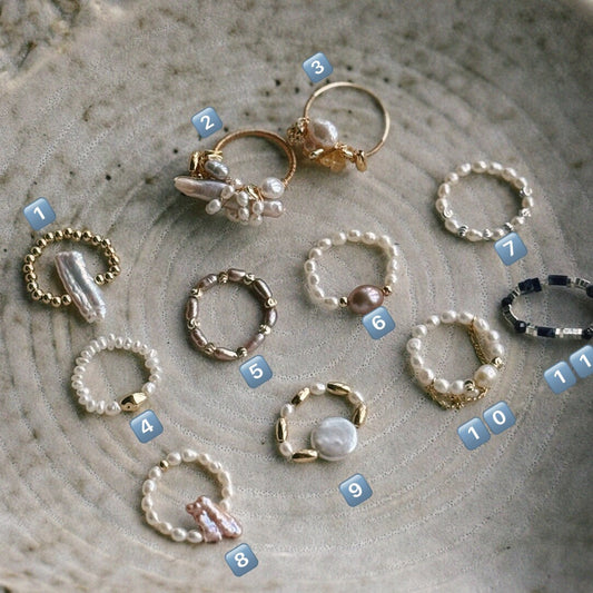 Elastic Baroque Pearl Raw Stone Ring