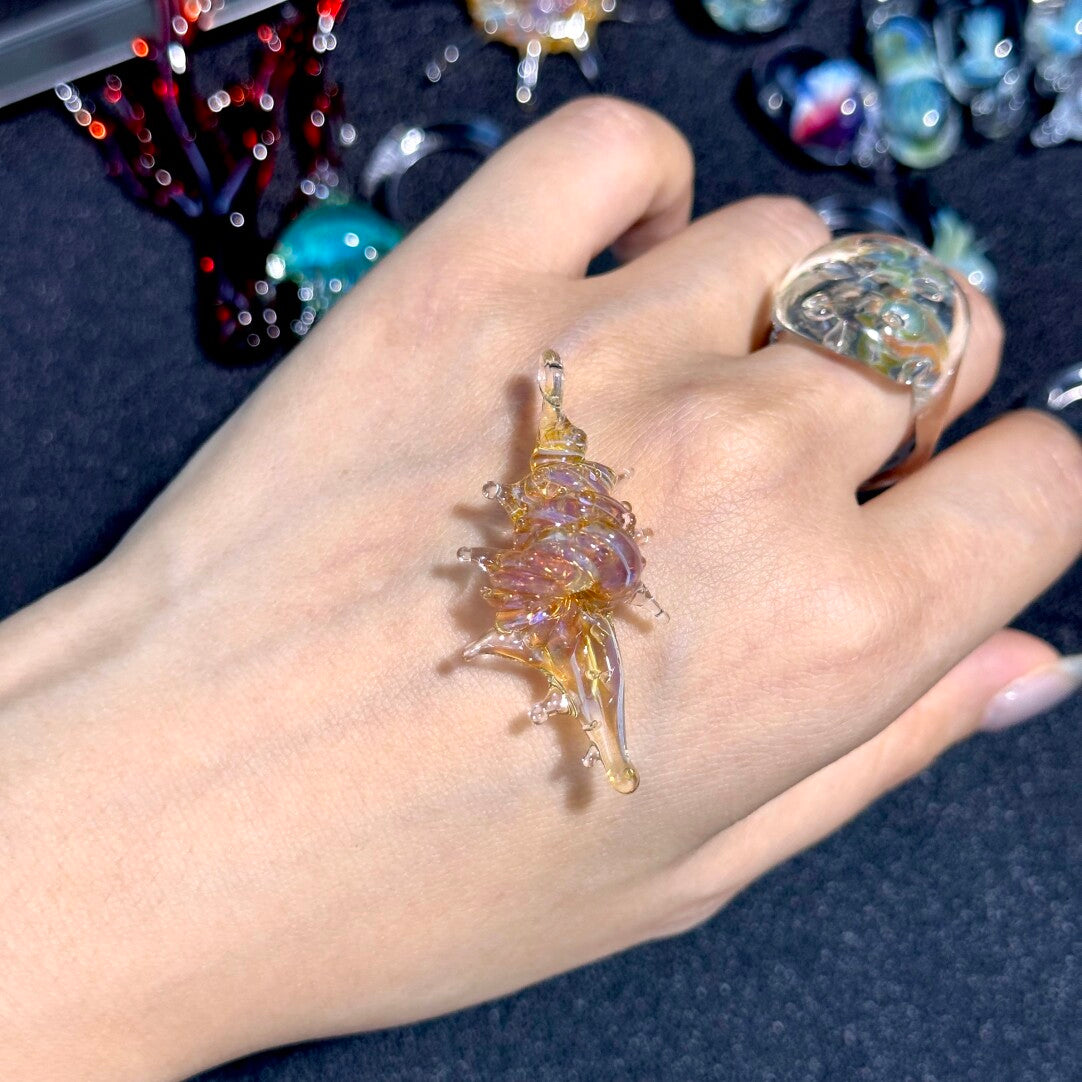 Flamework Glass Conch Pendant