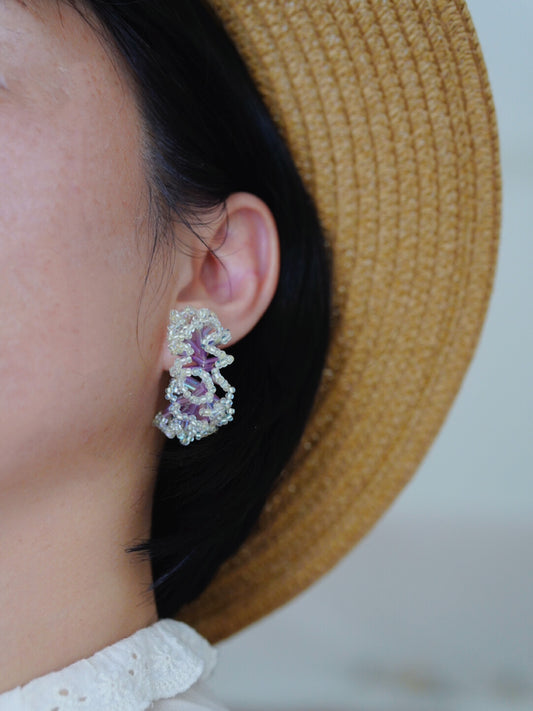 Flower Crochet MIYUKI Beaded Earrings,Lumivault.