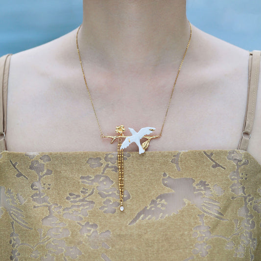 Flying Bird Ceramic Necklace