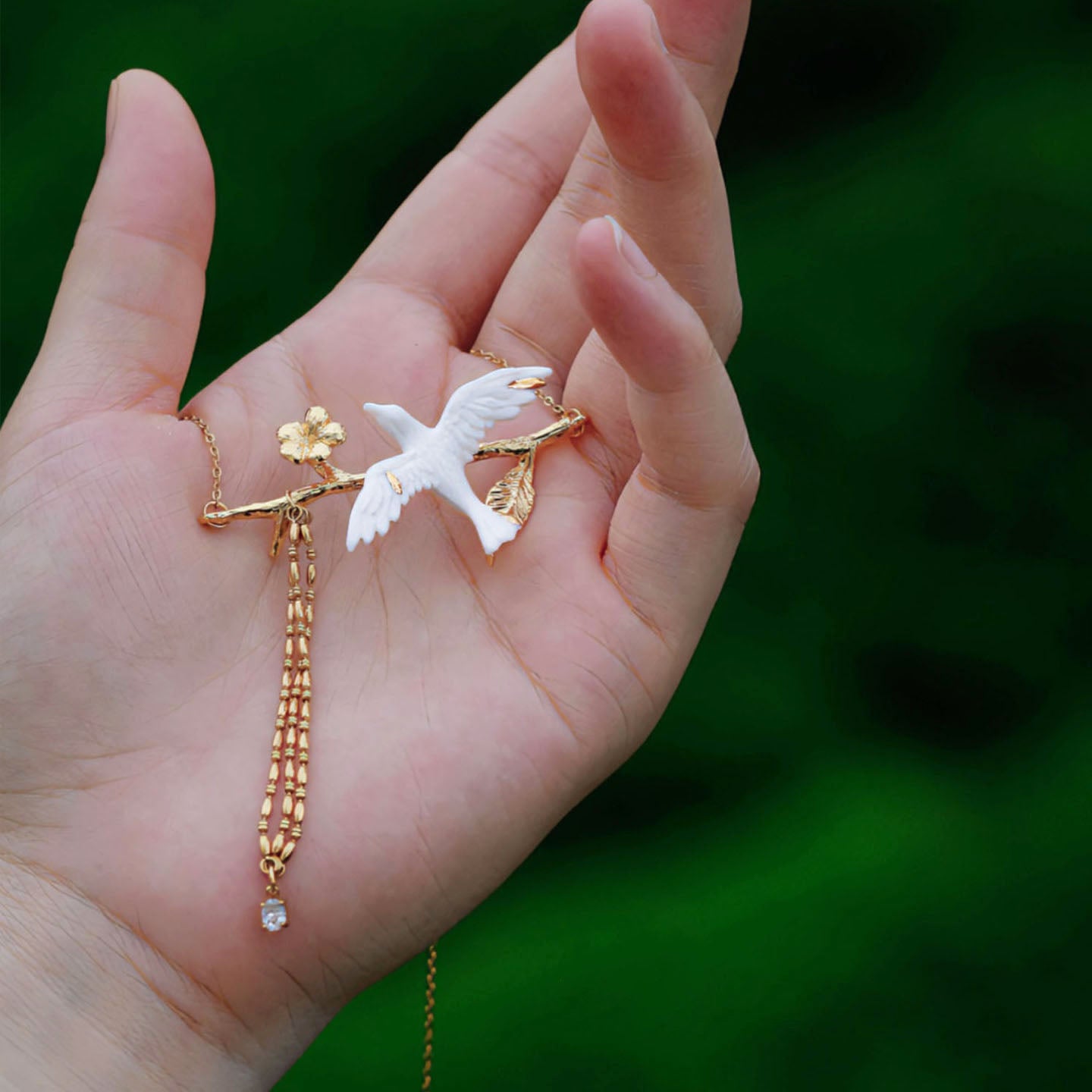 Flying Bird Ceramic Necklace