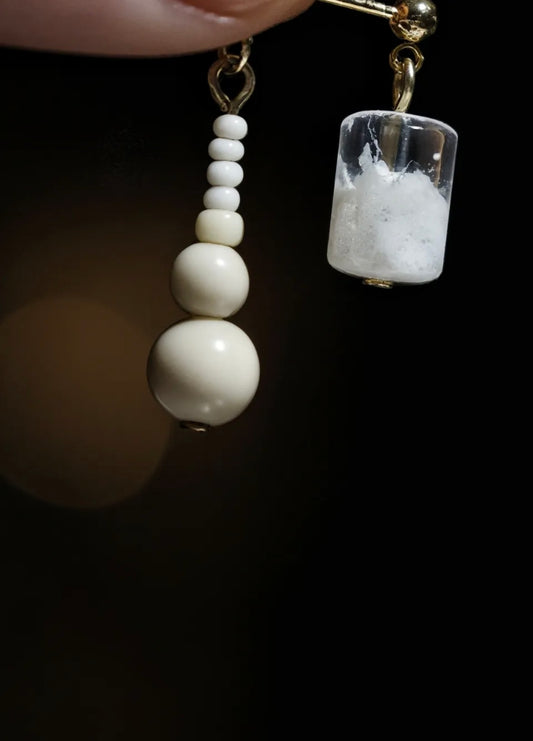 Handmade Snow Beaded Earrings