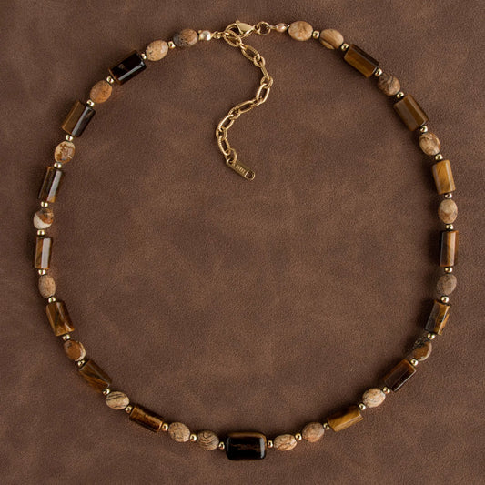 Maillard Tiger's Eye Beaded Necklace - Lumivault