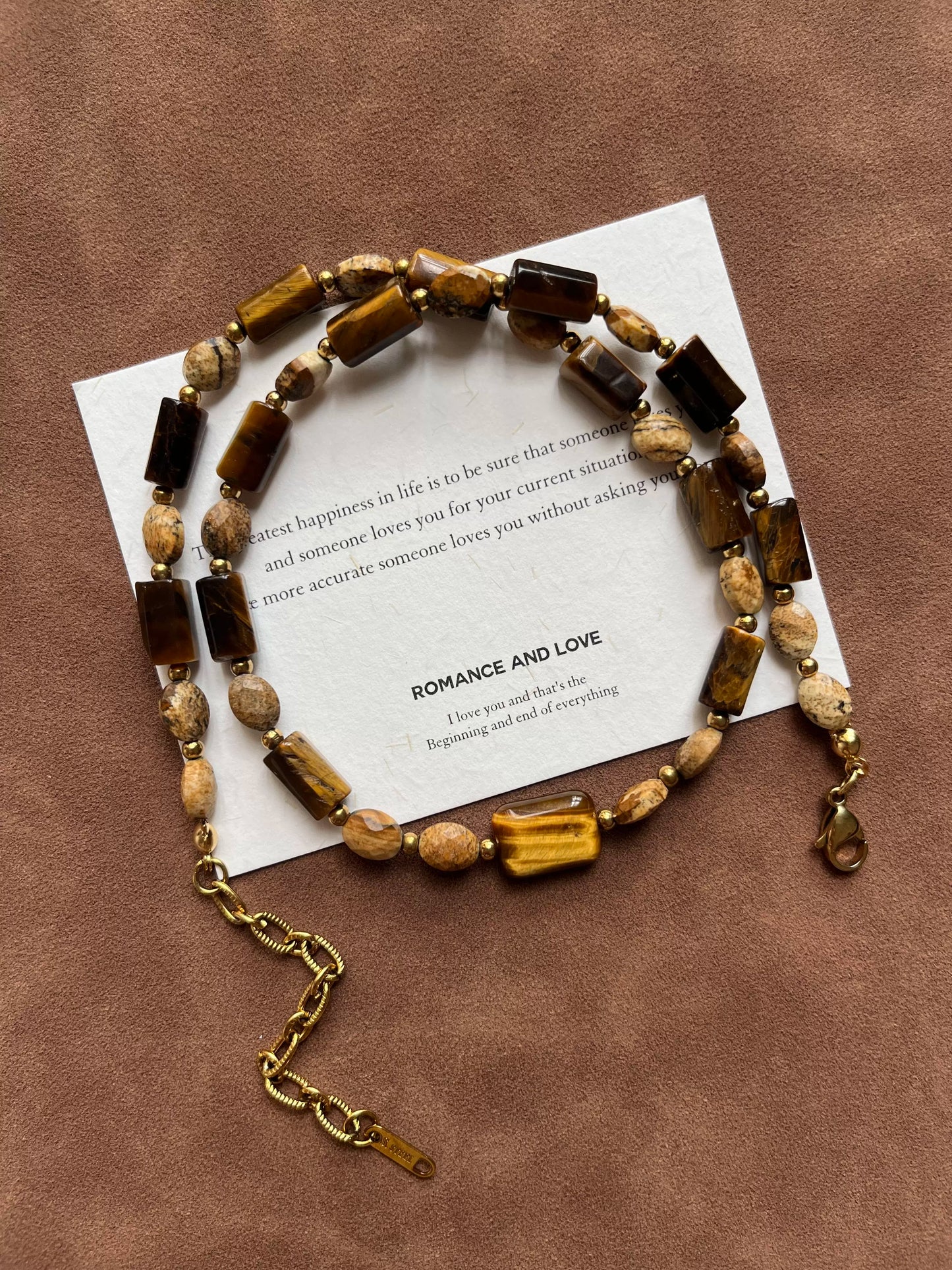 Maillard Tiger's Eye Beaded Necklace,Beaded Necklace,Lumivault.