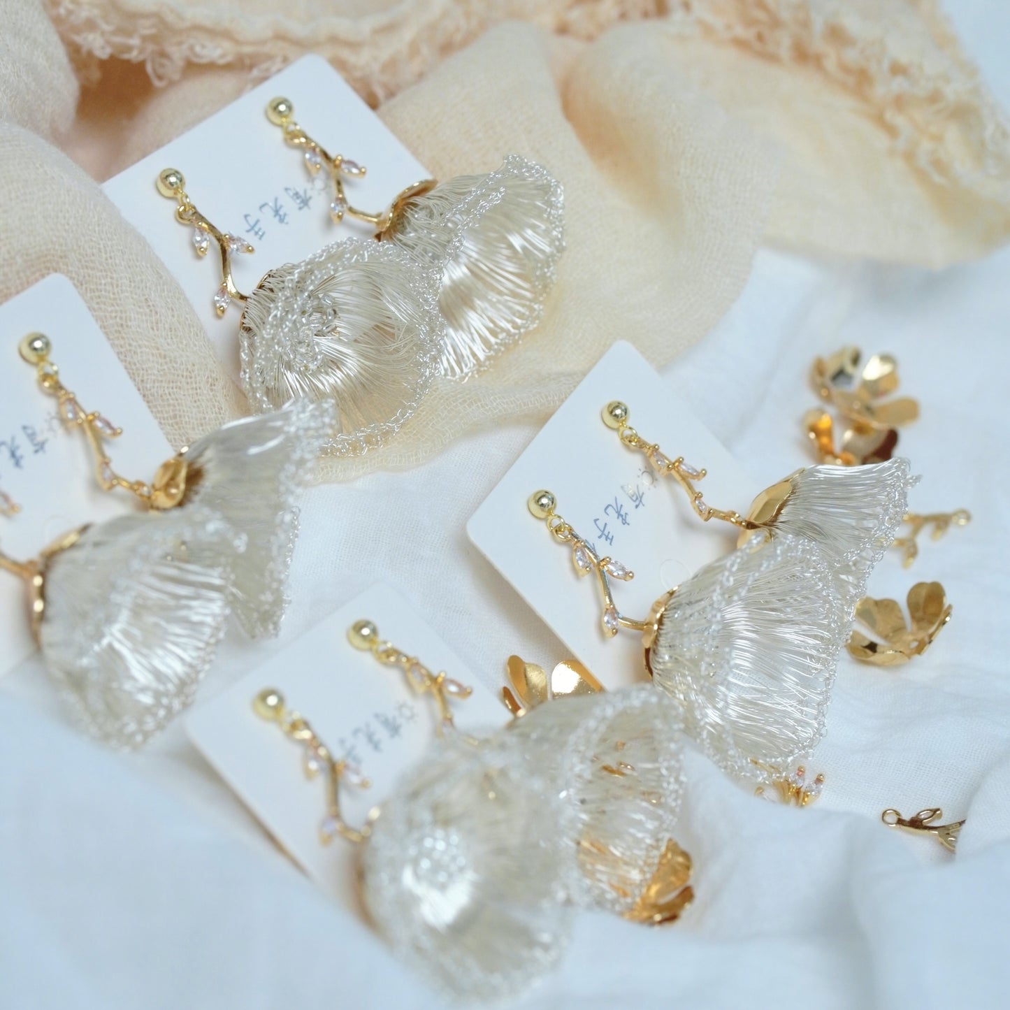 Metal Wire Lily of the Valley Flower Earrings