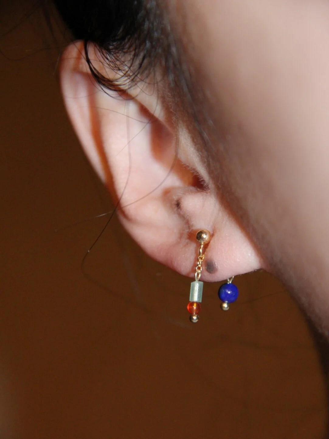 Mini Blue Red Earrings