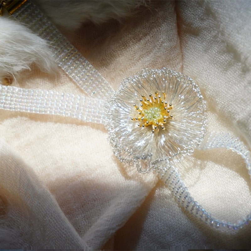 Metal Wire Poppy Flower Crochet Earrings