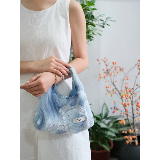 Cloud Mist Beaded Hobo Bag - Lumivault