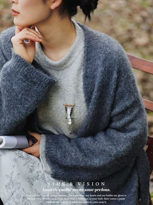 Rabbit Black Onyx Ceramic Brooch