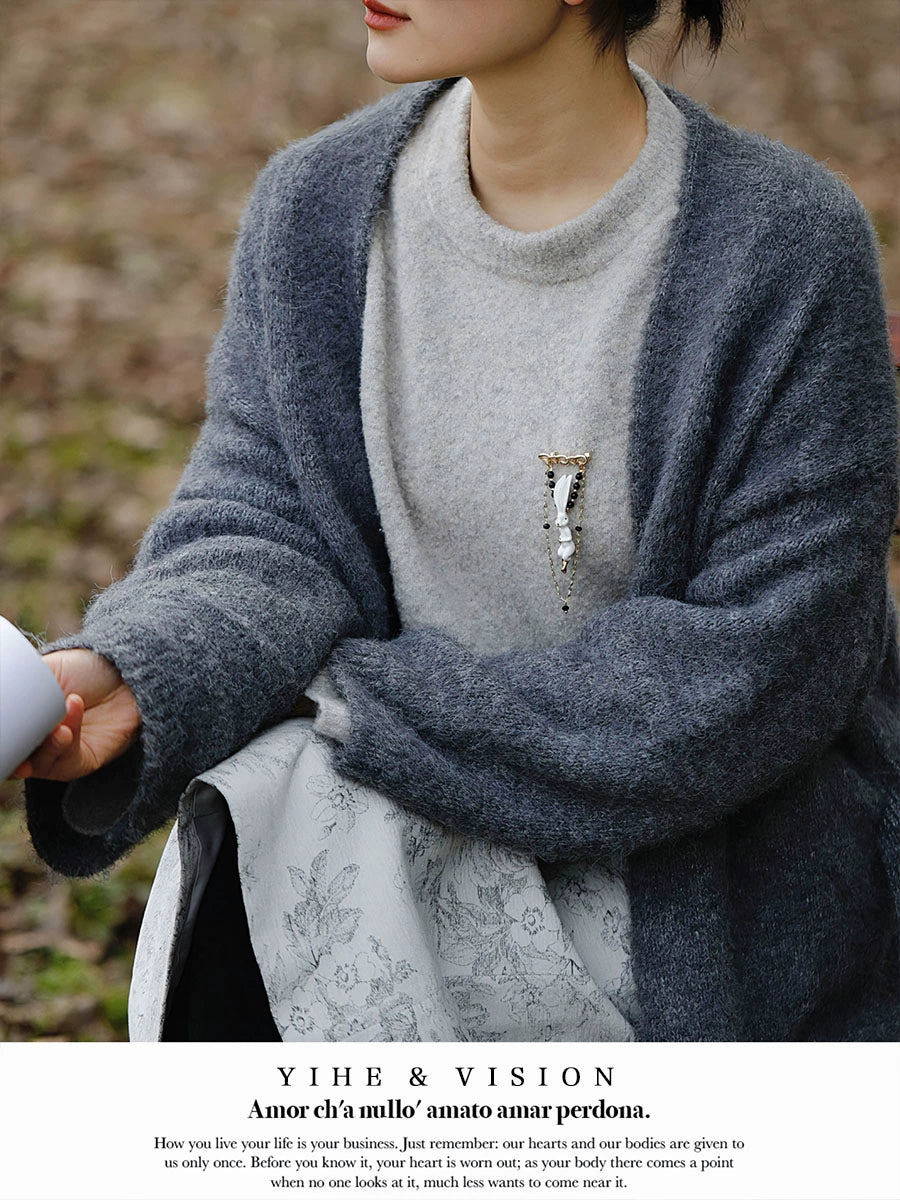 Rabbit Black Onyx Ceramic Brooch