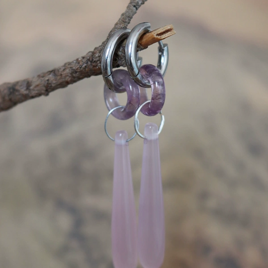 Chinoiserie Pink Jade Buckle Earrings