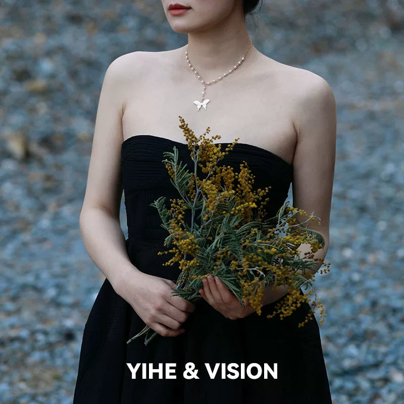 Butterfly Pearl Crystal Necklace