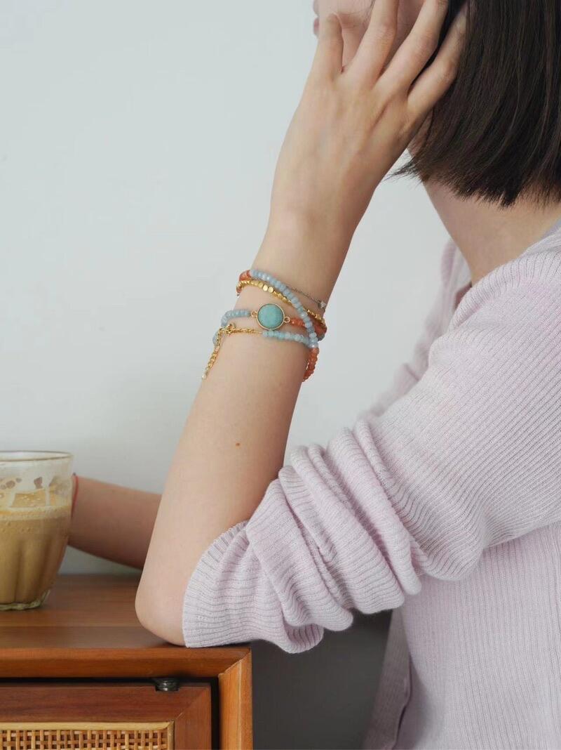 Chinoiserie Orange Sea Salt Beaded Necklace - Lumivault