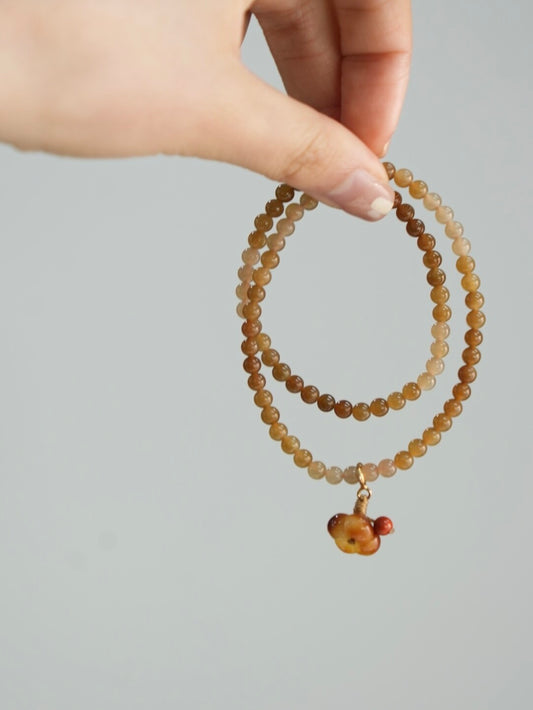 Osmanthus Candy Hetian Jade Beaded Bracelet,Lumivault.