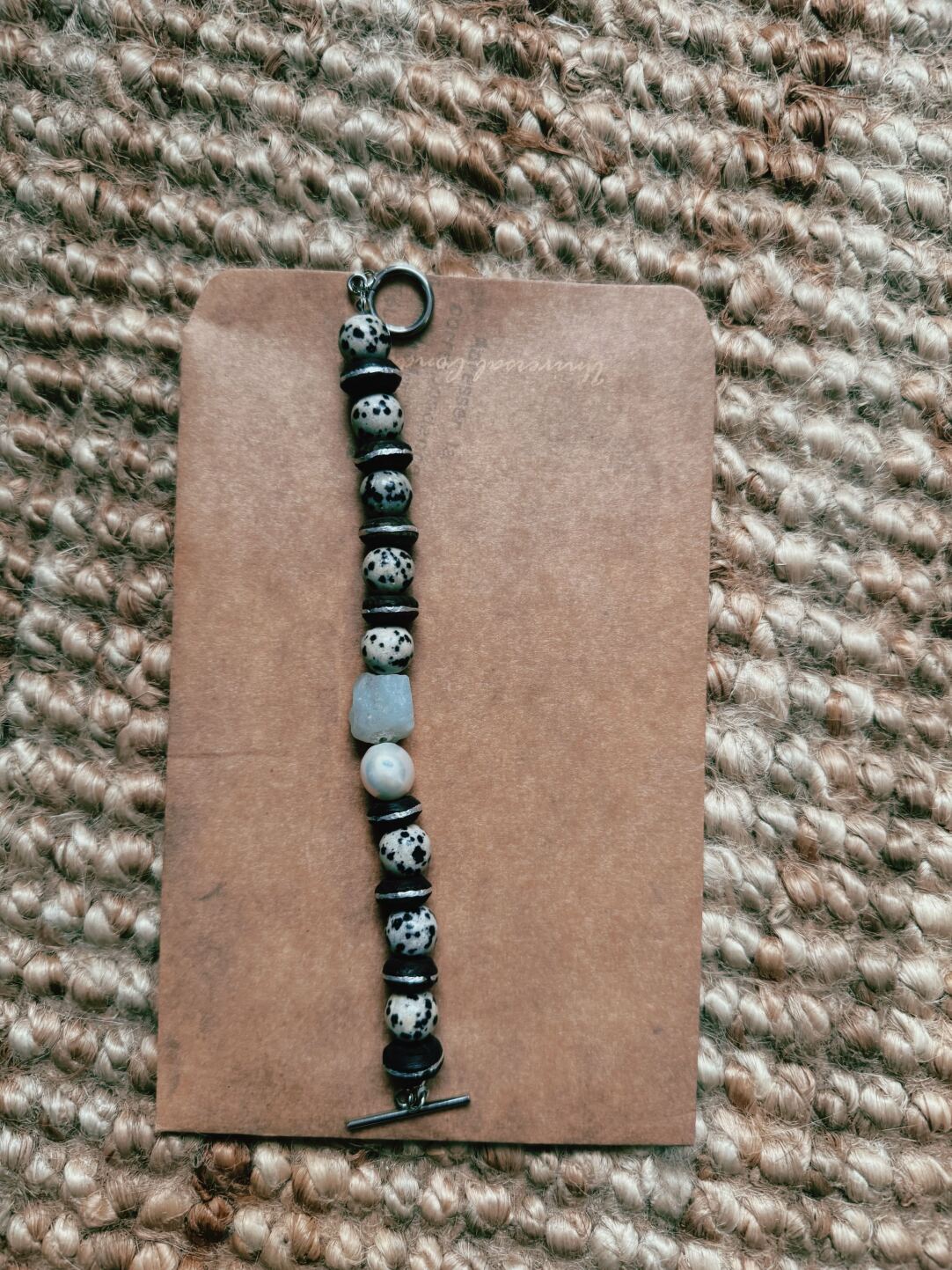 Pharpha Vintage Natural Stone Ebony Baroque Pearl Bracelet - Lumivault