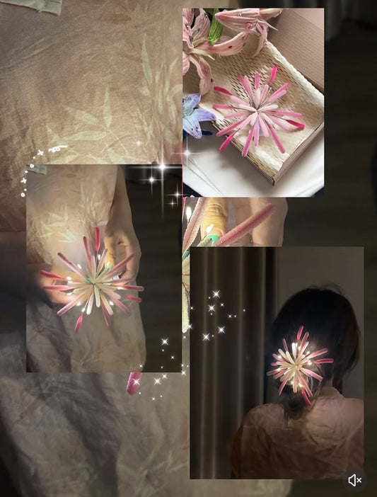 Pink Fireworks Hair Clip