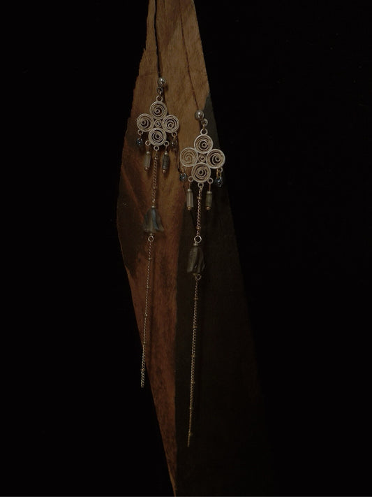 Round Shape Tassel Beaded Long Earrings