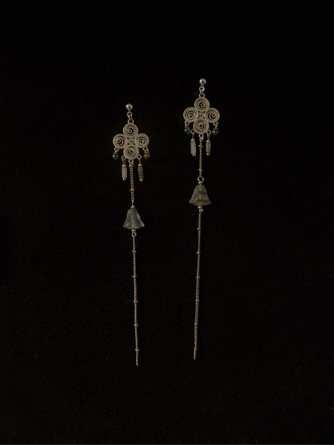 Round Shape Tassel Beaded Long Earrings