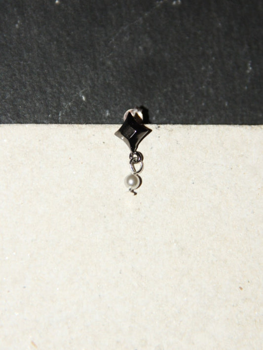 Silver Black Star Clip Earrings